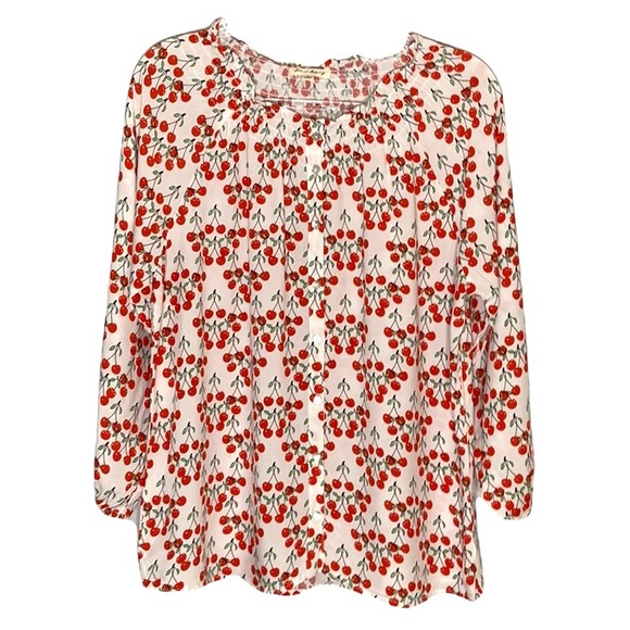 Jane and Delancey Tops - JANE AND DELANCEY CHERRY PRINT BLOUSE SZ XL